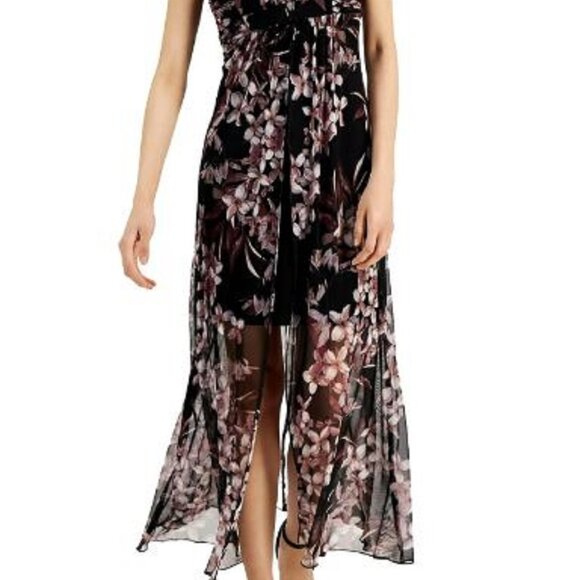 NWT Connected Apparel Floral Print High-Low Maxi Dress Size 12 - Picture 3 of 12